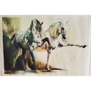 Animal Steed Canvas Painting – Wild Horse Running Wall Art Print, 17” x 25”